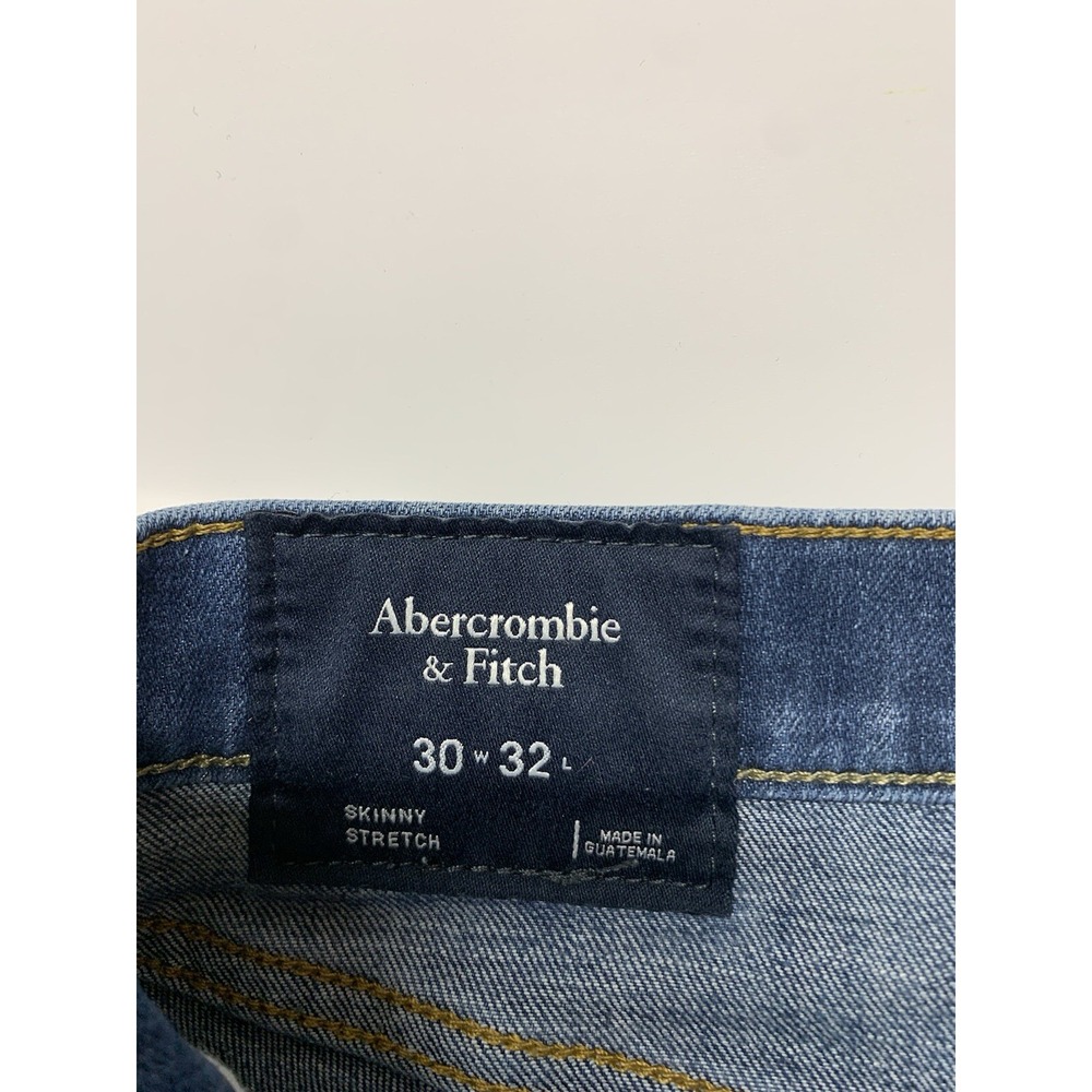 Abercrombie Fitch Jeans Men's Tag 30x32‎ Approx 30x30 Skinny Stretch Blue Denim - Picture 4 of 12